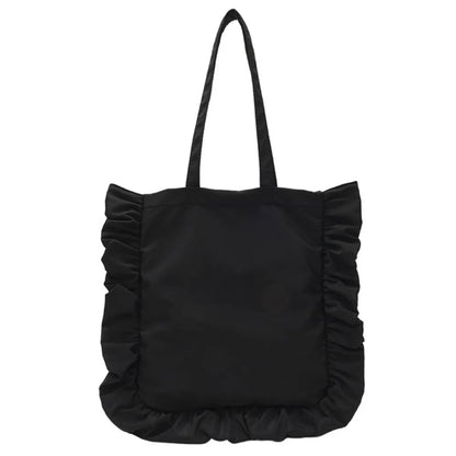 New Elegant Vintage Women Casual Tote Bags French Style Ruffles Shoulder Bag Large Capacity Versatile Handbag
