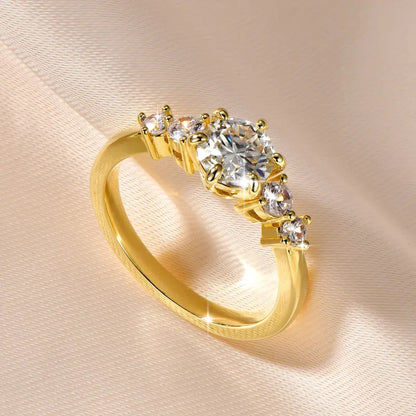 IOGOU 14K Gold Filled 1.0CT 6.5MM D Moissanite Diamond Rings Wedding Engagement Finger Band for Women Exquisite Promise Jewelry