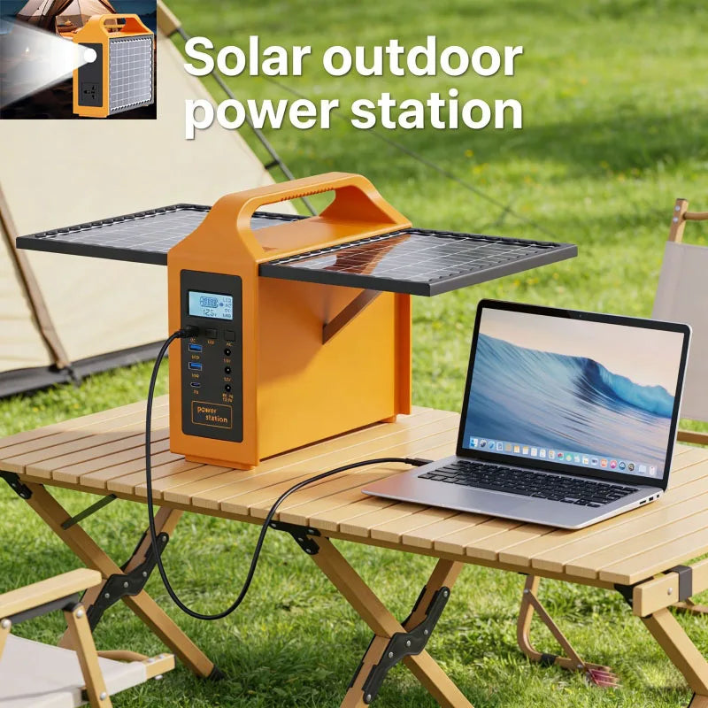 100W/150W Portable Solar Power Station with LED Light & Solar Panel 220V 110V Power Supply Solar Generator Outdoor Backup Power