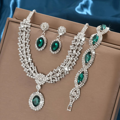 Elegant Bridal Jewelry Set Necklace Earrings with Sparkling Rhinestones Perfect for Weddings Parties