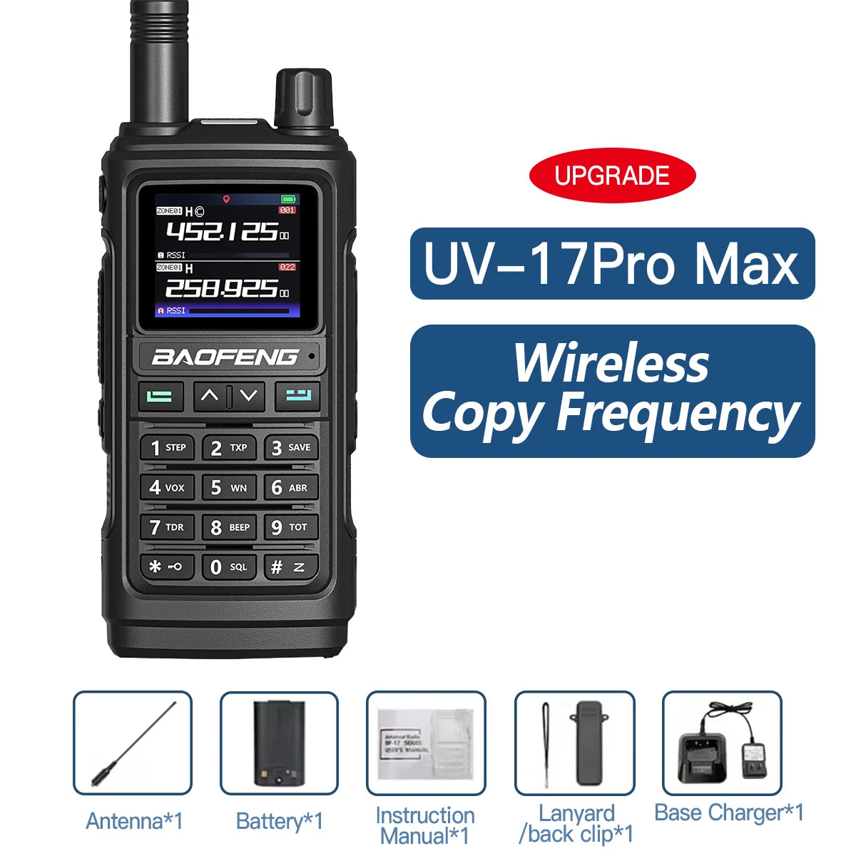 Baofeng Walkie Talkie UV-17M  Air Band Long Range Radio 999CH AM/FM Full Band Wireless Copy Frequency VOX Two Way Radio UV-5R