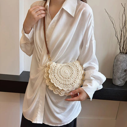 Vintage Woven Handbag New Vacation Round Summer Beach Bag Fashion Crossbody Bag Ladies Messenger Bags