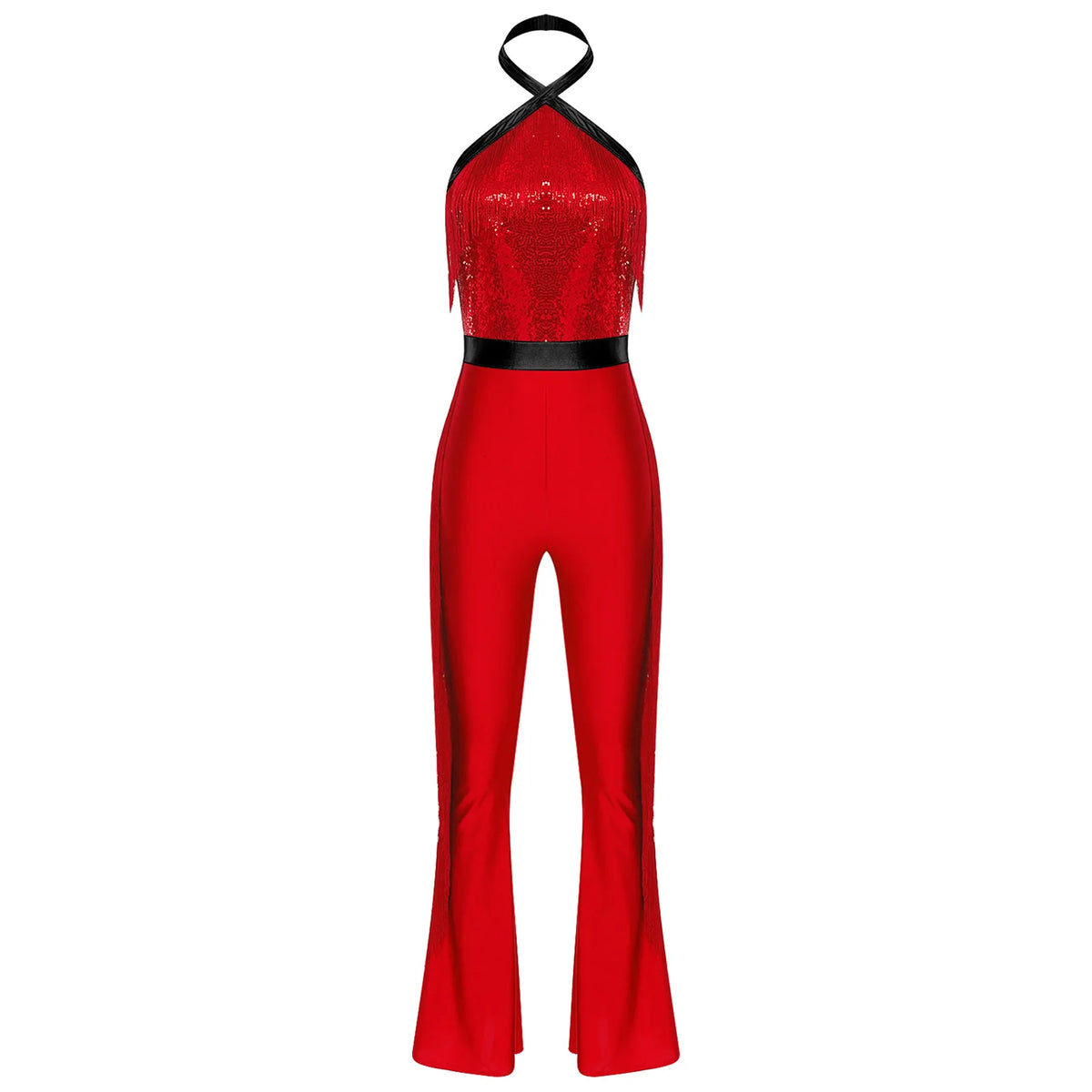 70s 80s Disco Costume Women's Streetwear Jumpsuit Shiny Clubwear Flared Long Pants Rompers Flares Metallic Hippie Party Outfit