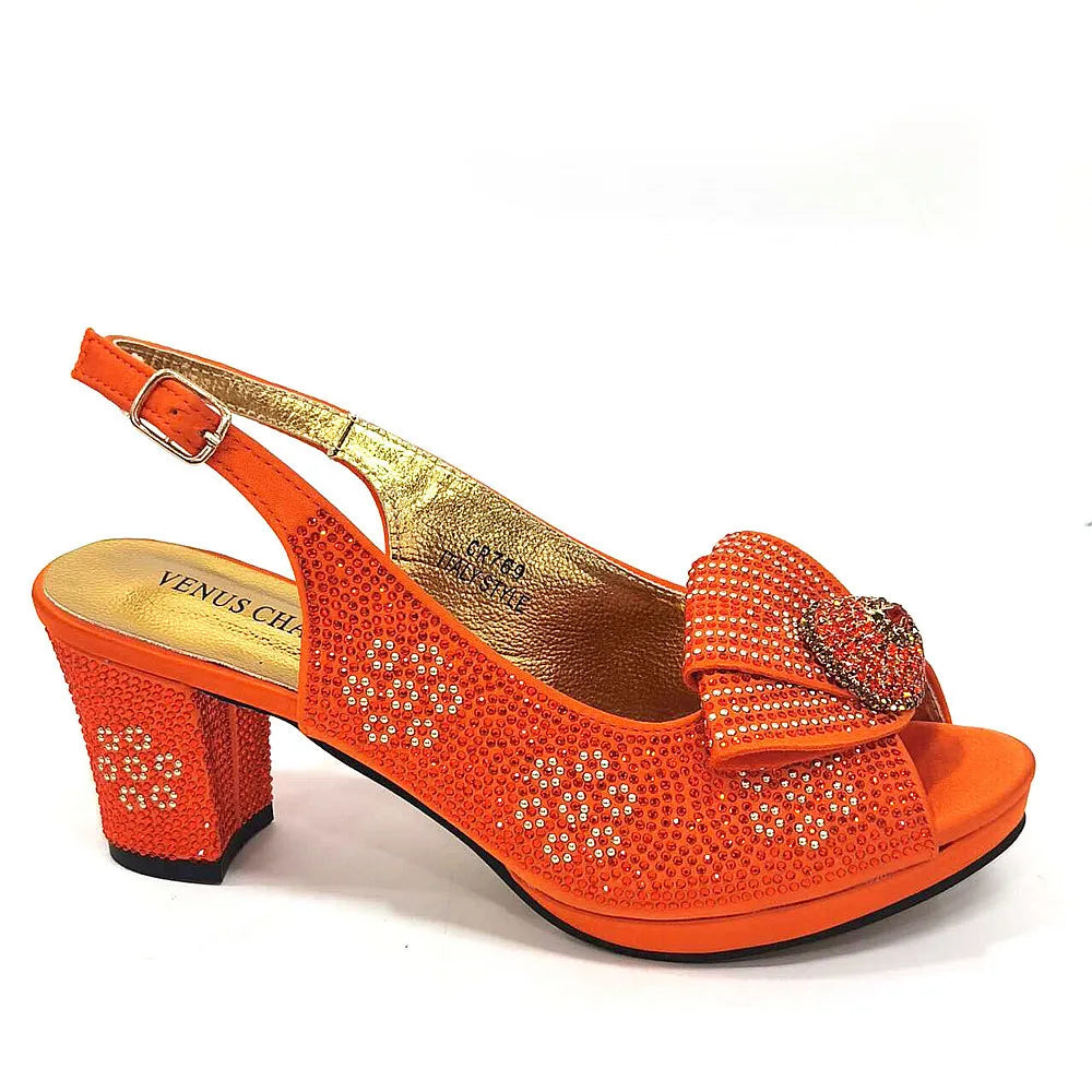 Mature Sweet Spot Good Arrival Peach Color Square Heels Peep Toe Shoes Matching Bag Set For Nigerian Women Wedding Party Pump