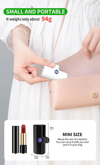 Fast Charging Power Bank Portable Charger External Battery Pack for iPhone Android LED Digital Display 5000mAh Mini Powerbank