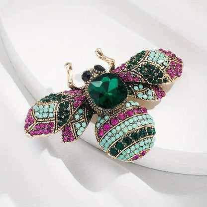 SKEDS Luxury Exaggerated Vintage Women Crystal Bee Brooch Pin Fashion Elegant Lady Exquisite Insect Rhinestone Badges