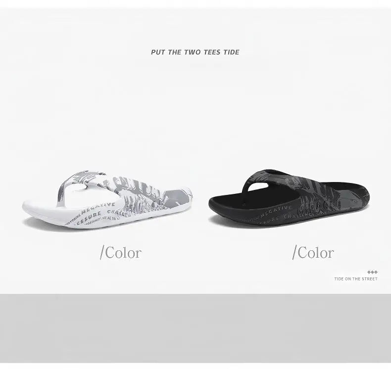 Printed male and female couples large size EVA high elastic flip-flops thick-soled lightweight slippers for outdoor beach shoes