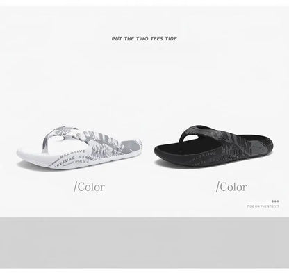 Printed male and female couples large size EVA high elastic flip-flops thick-soled lightweight slippers for outdoor beach shoes