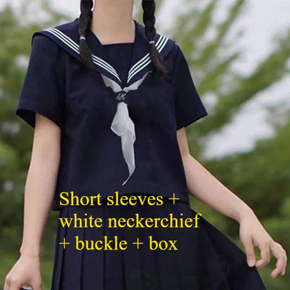 Orthodox JK Uniform School Uniform Basic Navy Navy College Style School Supply Middle Sailor Uniform Autumn and Winter Suit