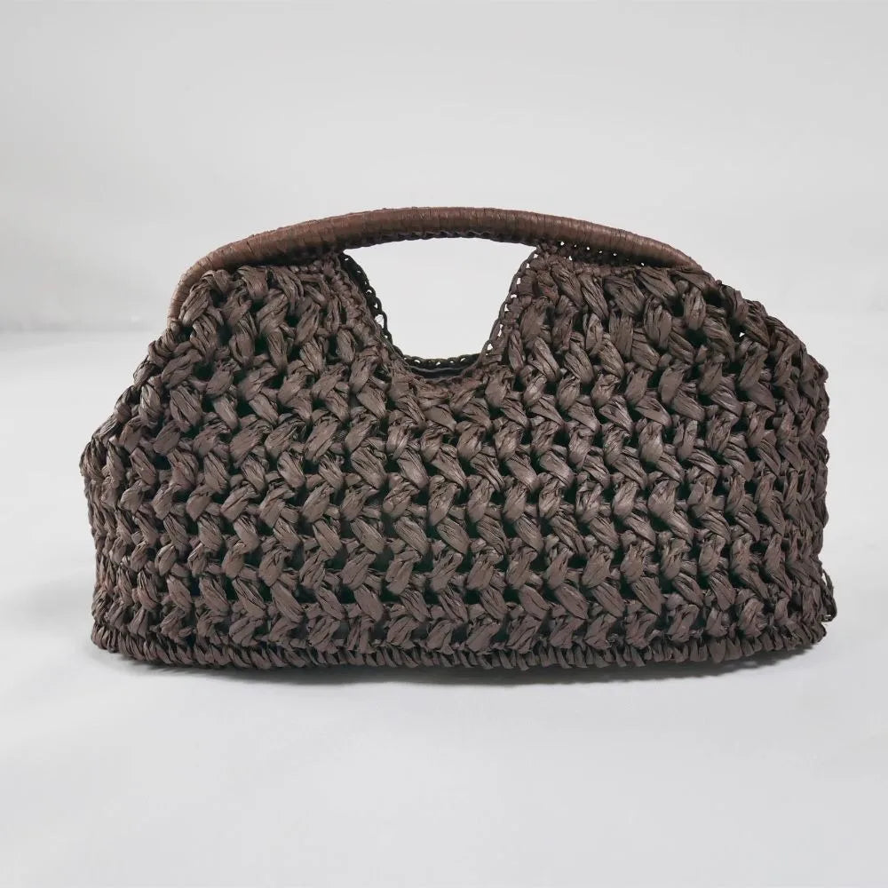 Elegant Luxury Woven Clutch Bag Large Capacity Simple Texture Women Handbag Straw Beach Bag Wallet Travel