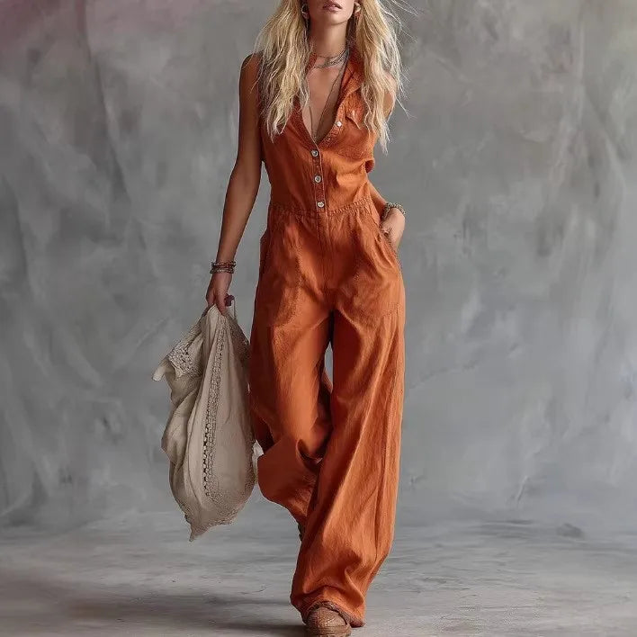 Patchwork Sleeveless Romper Straight Fit Streetwear with Slight Stretch Straight Leg Edgy Street Ankle Length Women Jumpsuit