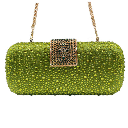 XIYUAN Women Green Crystal Evening Clutch Bag Glittering Purple Rhinestone Handbag Wedding Party Purse Full-diamond Bridal Bags