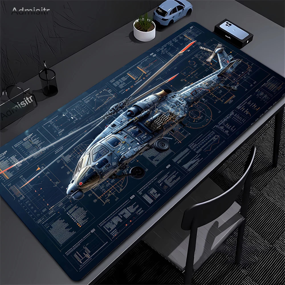 Airplane Dashboard Mouse Pad Large Rubber Base Anti-slip PC Desk Accessories Mousepad for Office & Gamer Keyboard Mats Decor Mat