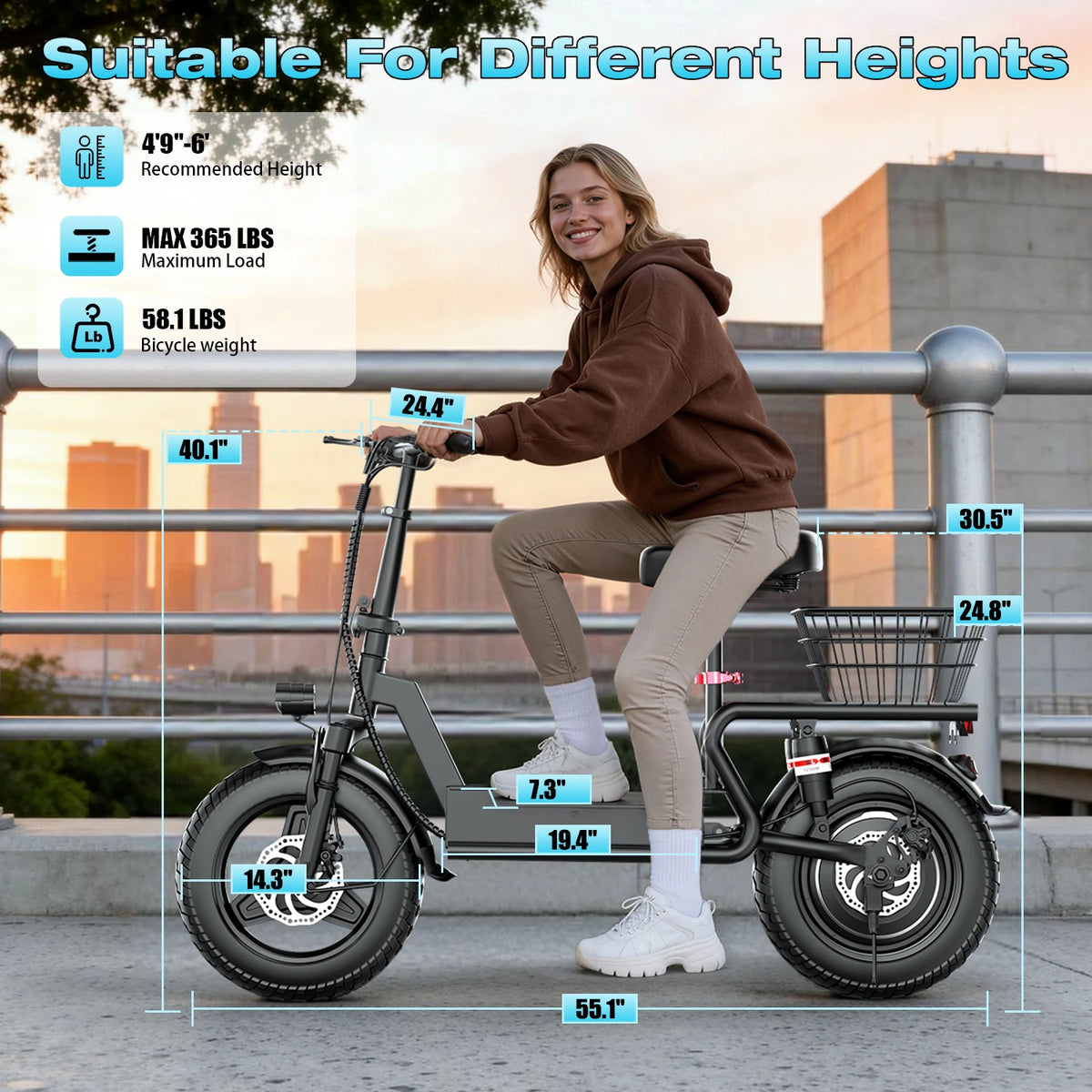 ASKGO Adult Foldable Electric Scooter with Seat, 1000W Peak Motor, Up to 25MPH, 35-Mile Long Range, 48V 15Ah Battery, 14" Tires, Dual Suspension, Commuting E-Scooter Equipped with Rear Basket