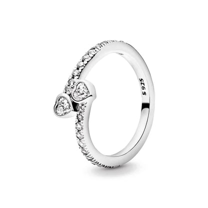 European New 925 Silver Heart-Shaped,Floral,Square Ring Suitable for Exquisite High-Quality Jewelry for Women at Wedding Parties