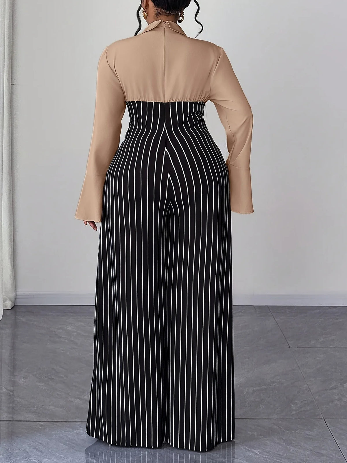 XL-4XL Plus Size Women Clothes Jumpsuit Clothes Long Sleeve Urban Leisure Bodysuit New Wide Leg Jumpsuit Wholesale Dropshipping