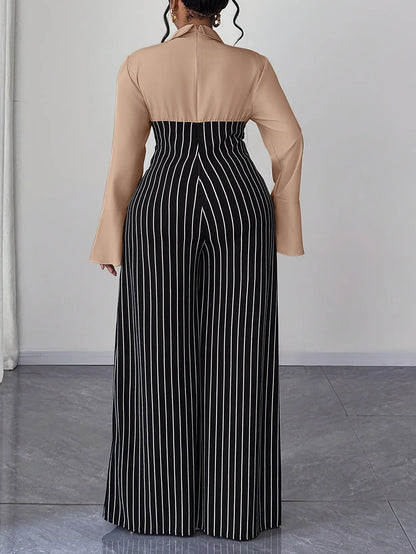 XL-4XL Plus Size Women Clothes Jumpsuit Clothes Long Sleeve Urban Leisure Bodysuit New Wide Leg Jumpsuit Wholesale Dropshipping