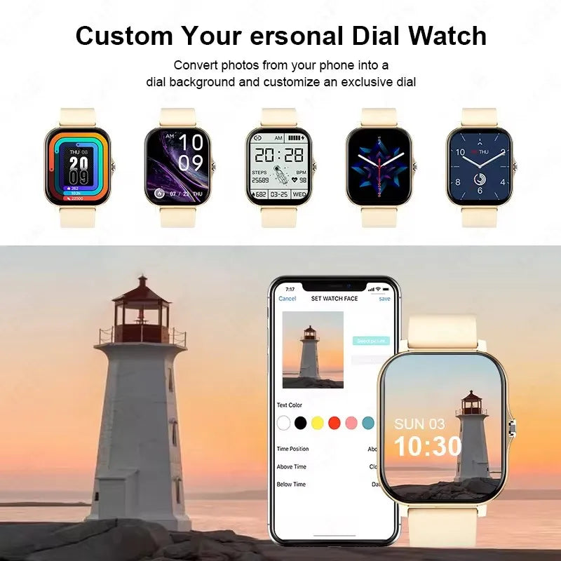 New Smart Watch Android IOS Phone 1.44 Inch Color Screen Bluetooth Call Blood Oxygen/Pressure Monitoring Smart Watch Women Men