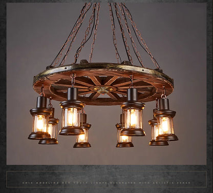 Classical Industrial Iron LED Wheel Pendant lights Metallic lustre Hanging Lamps Bar decoration Suspend Lamps Cafe Pendend Lamps