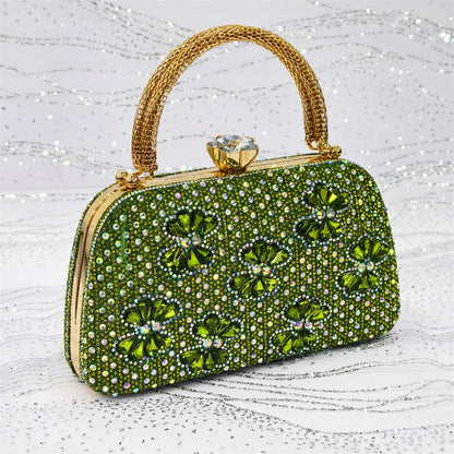 Luxury Handmade Flowers Shoes and Clutch for Women- Nigerian Style Elegant Crystal Heels with Matching Evening Bags