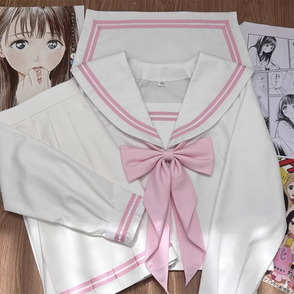 Student Clothes Sailor Outfit White Pink Japanese School Jk Uniform Sailor Fuku Korean Women's High School Girls Seifuku