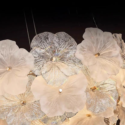 Modern Lustre Glass Flower Led Chandeliers Lighting Living Dining Room Pendant Lights Home Decor Bedroom Hanging Lamp Luminaire