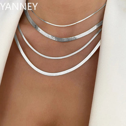 4mm Women Herringbone Necklace, 925 Silver Collarbone Chain Choker Collier Wedding Party Jewelry Gifts