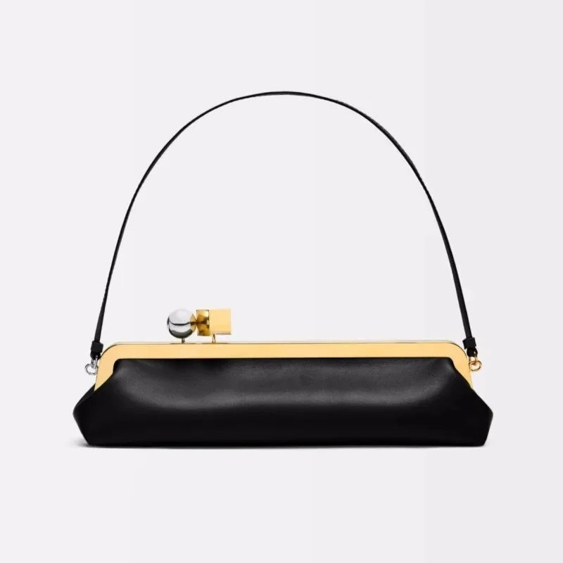 Luxury Designer Clip Handbag Purses for Ladies Long Clutch Bag with Removable Shoulder Strap Women's Fashionable Baguette Bag