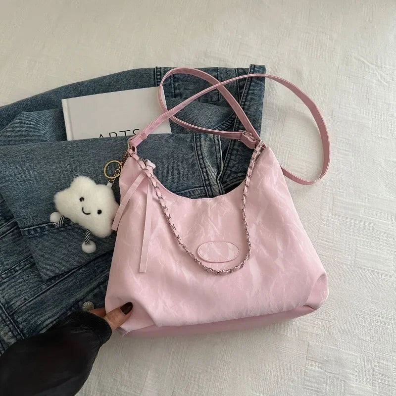 New Summer Chain Commuting Bag, Casual Student Soft Face Large Capacity Bag for Women, Fashion Single Shoulder Crossbody Bags