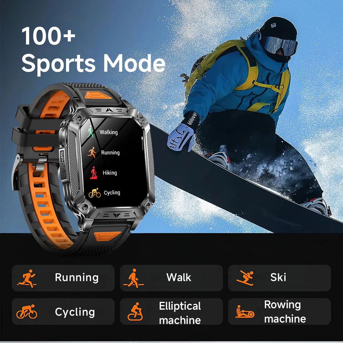 2026 New Outdoor GPS Smart Watch 1400mAh High Capacity Battery 2.01" Sapphire Screen 10ATM Waterproof Dual-color Lamp Smartwatch
