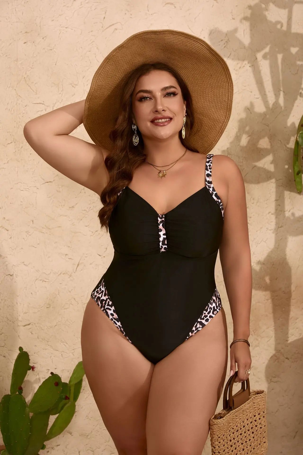 2026 Leopard Patchwork Plus Size Swimwear Women Push UP Lady Large One Piece Swimsuit Brazilian Chubby Beach Curvy Bathing Suit