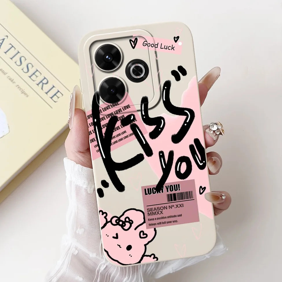 Casing For Redmi 13 Case 13 5G Cute Cat Fashion Luxury Flowers Silicone Shockproof Back Cover For Redmi 13 5G Phone Case Bumper