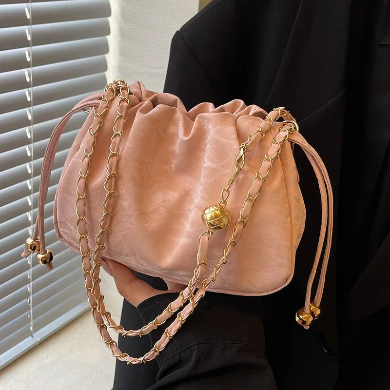 Chain Bag Ladies PU Leather Shoulder Bags Purse for Women Fashion Crossbody Bags Underarm Bag Small Square Satchel Handbag Bolas