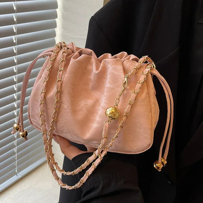 Chain Bag Ladies PU Leather Shoulder Bags Purse for Women Fashion Crossbody Bags Underarm Bag Small Square Satchel Handbag Bolas