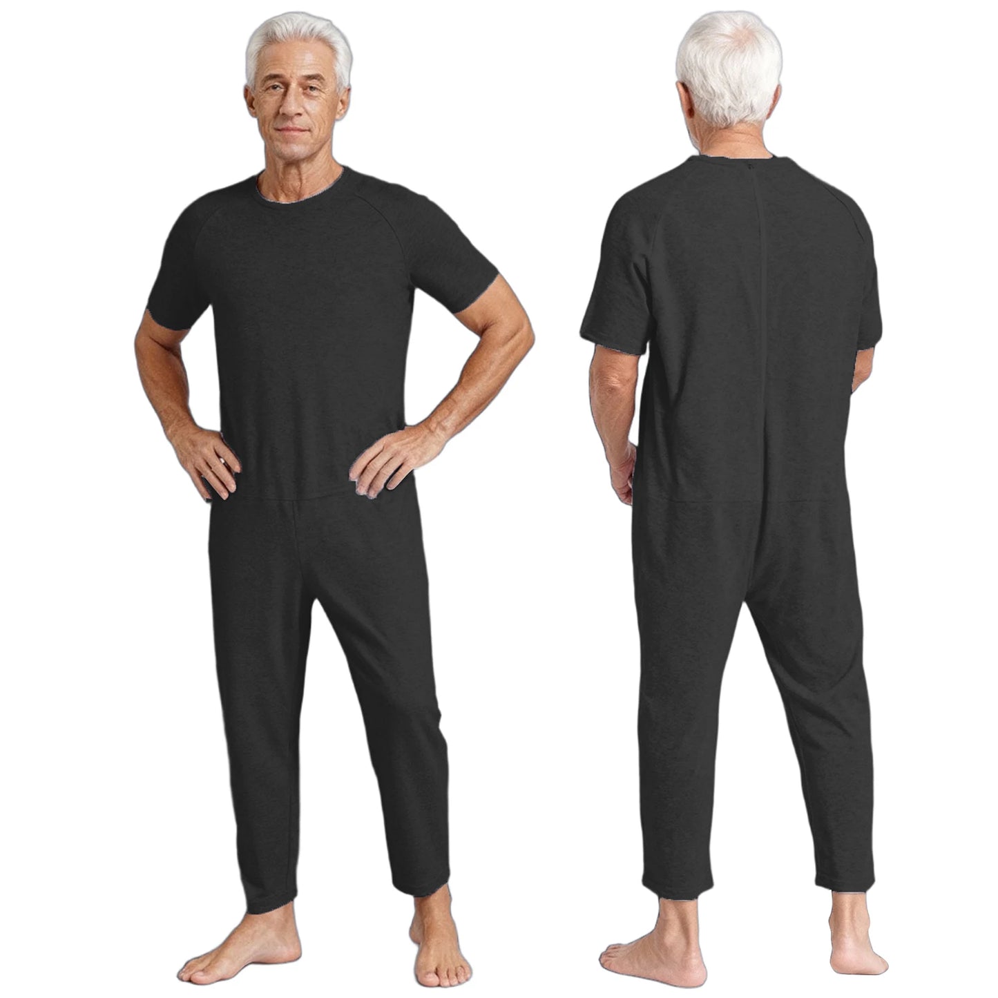 Men Women Special Needs Adaptive Clothing Elderly Alzheimer ASD Anti-Strip Jumpsuit Back Zipper Bodysuit Daily Wear Homewear