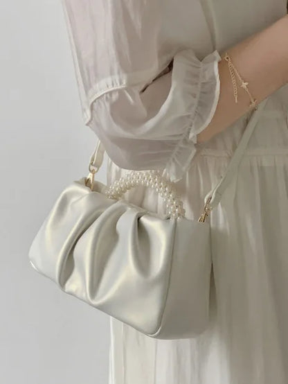 Fashion Pearl Handle for Wedding Dinner Women Clutch Purse Luxury Handbag Ladies Square Shoulder Bags Female Small Messenger Bag