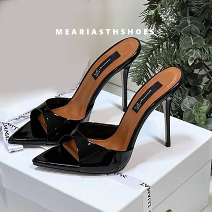 Super-high Heel Slippers Women Shoes Summer Peep Toe Mixed Colors Stiletto Sandals Sexy Party Ladies Shoes Luxury Woman Pumps