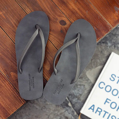 Men's anti slip flip flops, new couple's slippers for summer wear, durable leather, simple and fashionable beach shoes