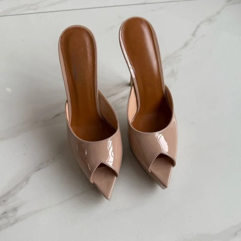 Summer Women's Pointed Toe Open Toe Stiletto Cool Slippers Fashion Women's Wedding Dance Shoes  Luxury Sandals Slippers