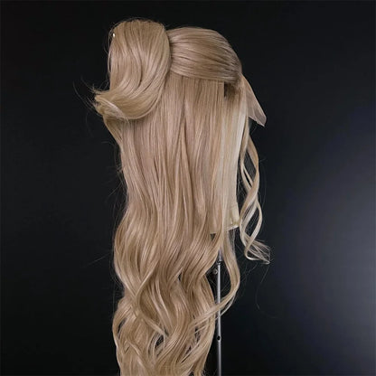 Blonde Balayage Lace Front Wig Free Part HD Lace Wig Realistic Look Dark Brown Roots Natural Wavy Synthetic Heat Resistant Fiber