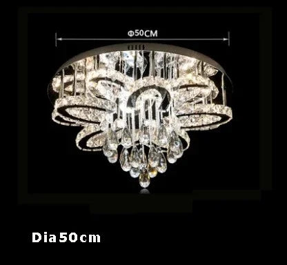 LED Modern Crystal Stainless Steel Round Dimmable RGB Chandelier Lighting Lamparas De Techo For Foyer Living Room Bedroom