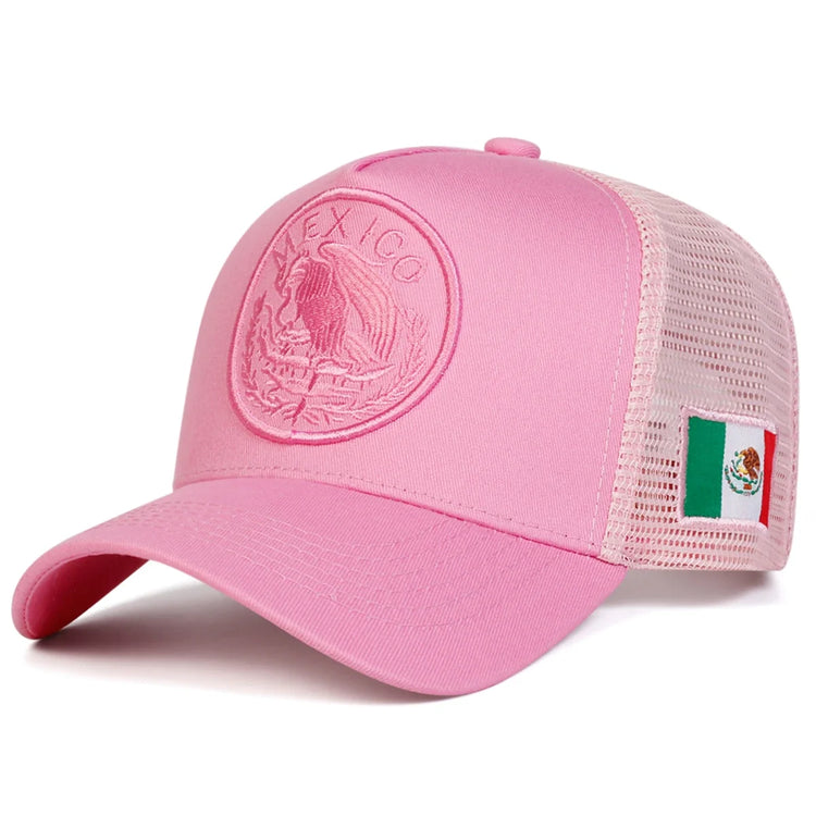 Unisex Mexican Flag Embroidery Baseball Net Caps Adjustable Casual Hats Spring and Summer Outdoor Sunscreen Hat