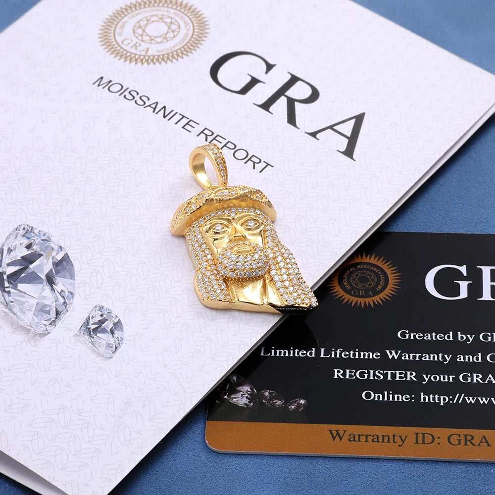 ICEBLING S925 Silver VVS1 Moissanite Jesus Pendant Necklace Men Iced Out Jesus Hip Hop Rapper Jewelry Comes With GRA Certificate