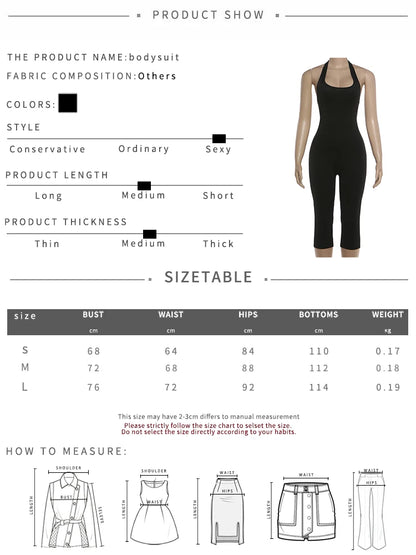 Cutenew Classic Fashion Rompers Women Backless Sexy Halter Low-Neck Sleeveless Stretch Simple Trend Midnight Club Streetwear