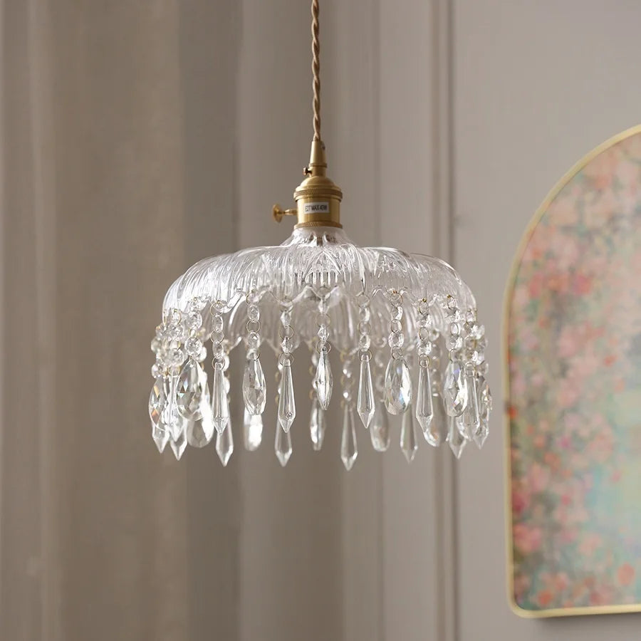 IWHD Knob Switch LED Pendant Lamp Bedroom Restaurant Cafe Luxury Crystal Glass Nordic Modern Interior Home Decor Hanging Lights