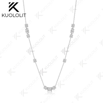 Kuololit 6CTW Moissanite Necklaces for Women Solid 10K 14K 18K 925 Sliver Princess Cut Chain for Engagement Party Christmas Gift