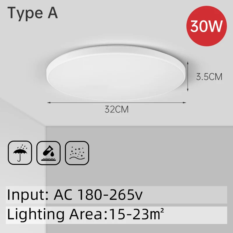 LED Ceiling Lamp 15W~50W Kitchen Light Fixture Bedroom Corridor Lustre Plat Led Lights Living Room Decor 220V Ceiling Chandelier