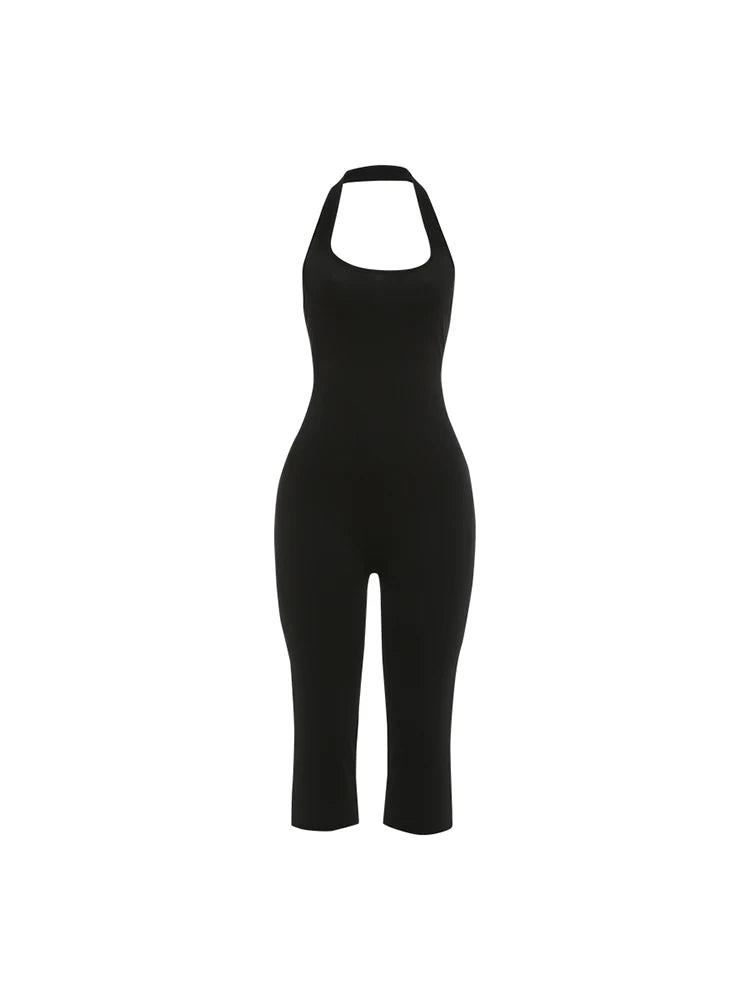Cutenew Classic Fashion Rompers Women Backless Sexy Halter Low-Neck Sleeveless Stretch Simple Trend Midnight Club Streetwear