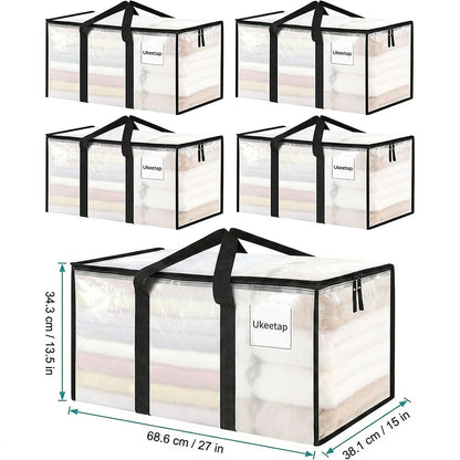 Zoyiancy 8 Pack 24 Gallon Clear Extra Large Moving Bags with Lids, Heavy Duty Clothes Storage Totes with Reinforced Handles for Home Storage Organization