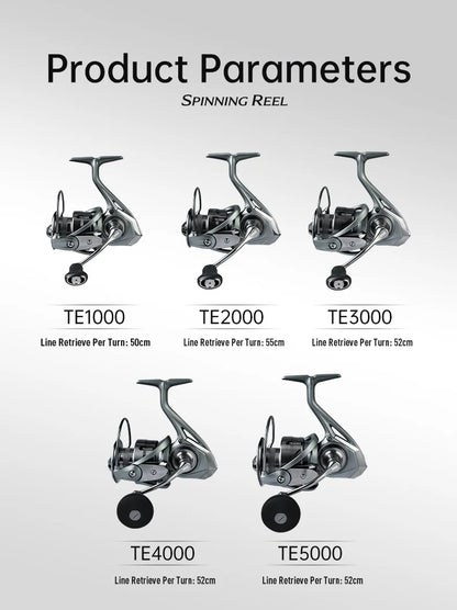 Kingdom TERTIA Spinning Fishing Reel Ultra-Long Casting 1000-5000 Max Drag 15KG 8+1 BB 5.2:1 Freshwater Saltwater Fishing